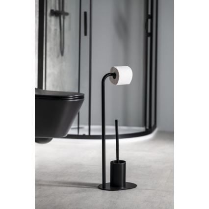 Aqualine - Suporte para papel higiénico com piaçaba SAMBA preto