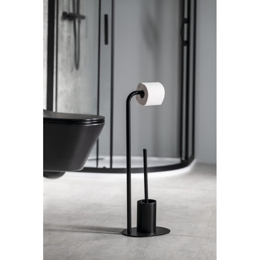 Aqualine - Suporte para papel higiénico com piaçaba SAMBA preto