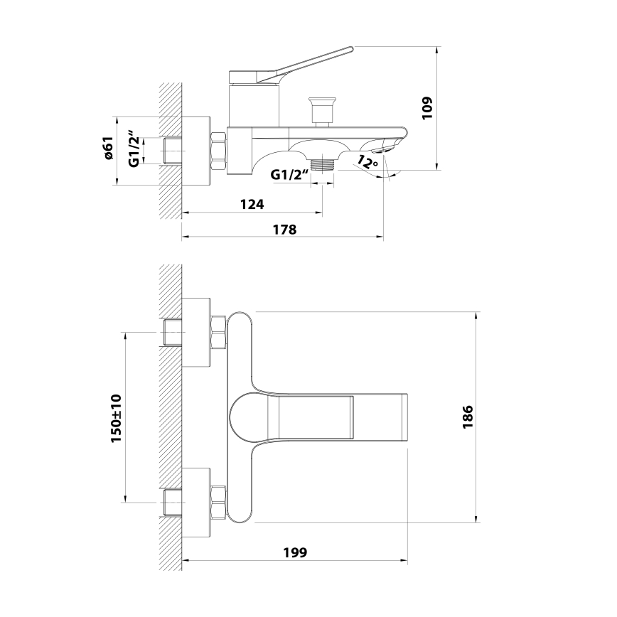 Aqualine - Torneira de banheira BOLERO cromado brilhante