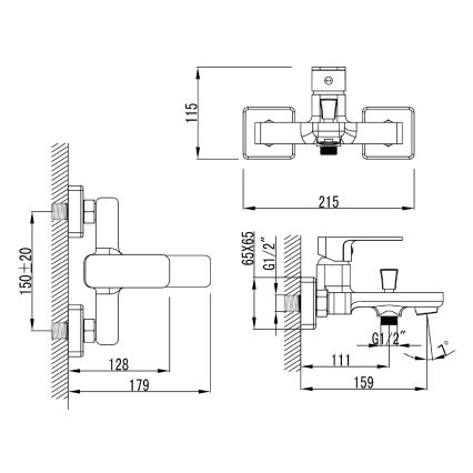 Aqualine - Torneira de banheira FACTOR cromado brilhante