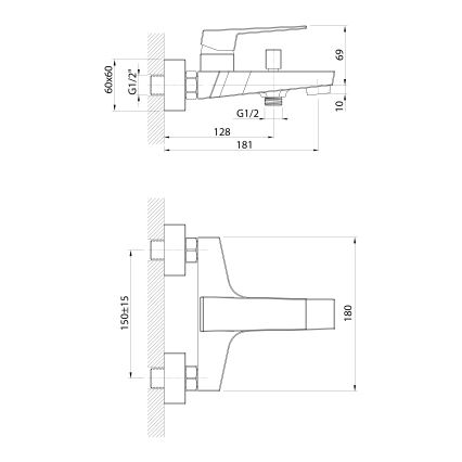 Aqualine - Torneira de banheira RITMO cromado brilhante