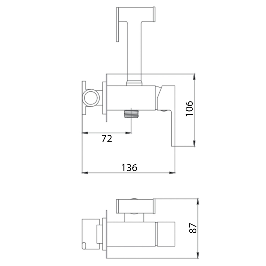 Aqualine - Torneira de bidé com chuveiro para instalação embutida cromado brilhante