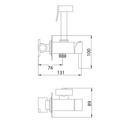 Aqualine - Torneira de bidé com chuveiro para instalação embutida mate preto