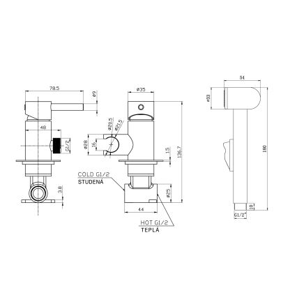 Aqualine - Torneira de bidé com chuveiro para instalação embutida mate preto