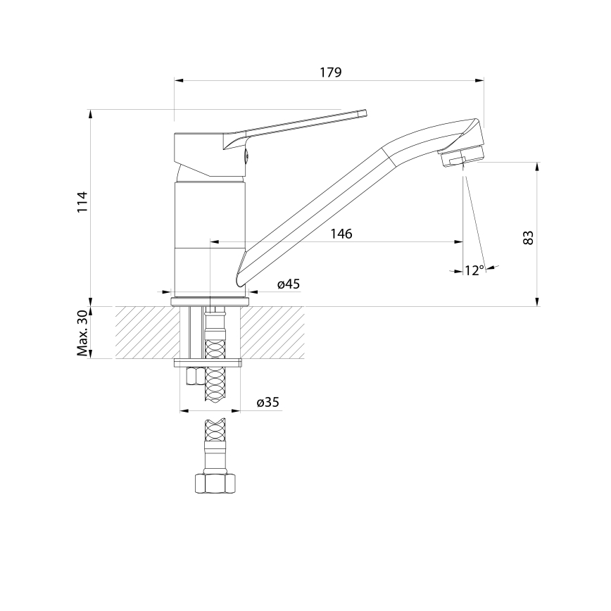 Aqualine - Torneira do lavatório com bico rotativo SINTRA cromado brilhante