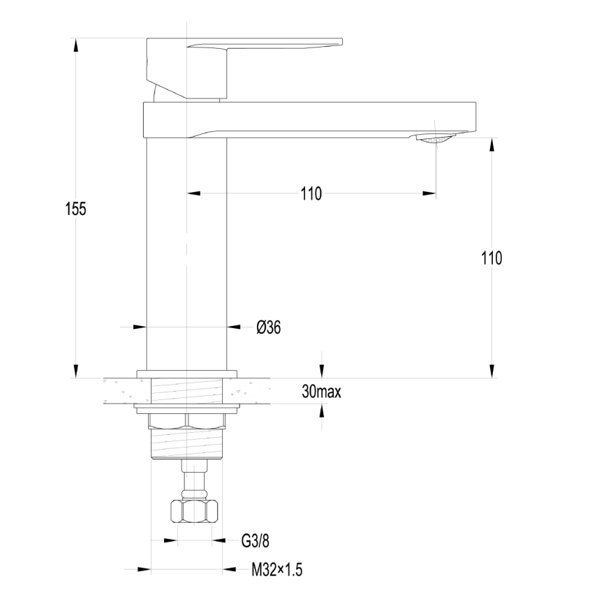 Aqualine - Torneira do lavatório DAPHNE 15,5 cm cromado brilhante