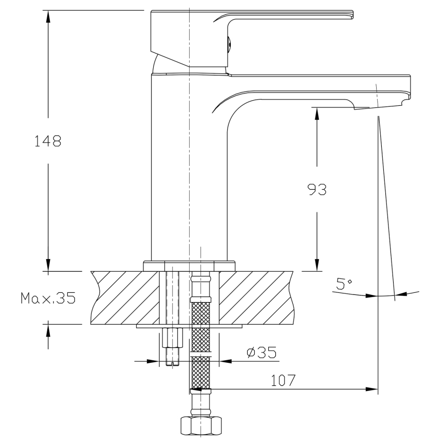 Aqualine - Torneira do lavatório FACTOR cromado brilhante