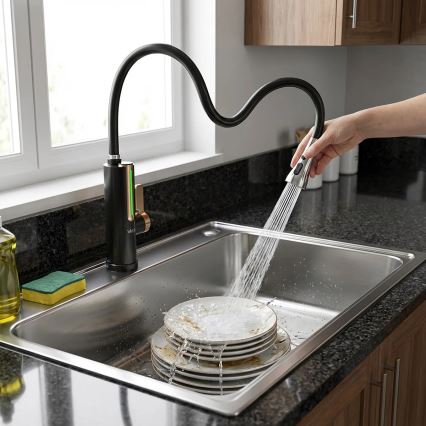 Aquecedor de água instantâneo com ecrã LED 3000W/230V IPX4 preto/dourado