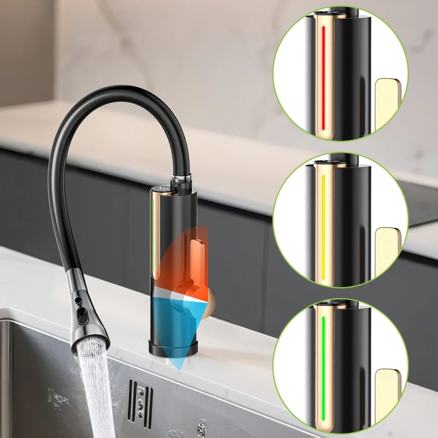 Aquecedor de água instantâneo com ecrã LED 3000W/230V IPX4, preto