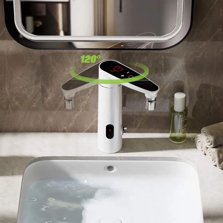 Aquecedor de água instantâneo tátil com sensor e display LED 3000W/230V IPX4 branco