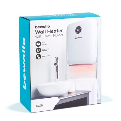 Aquecedor de parede com toalheiro 2000W/230V IP22 branco + controlo remoto