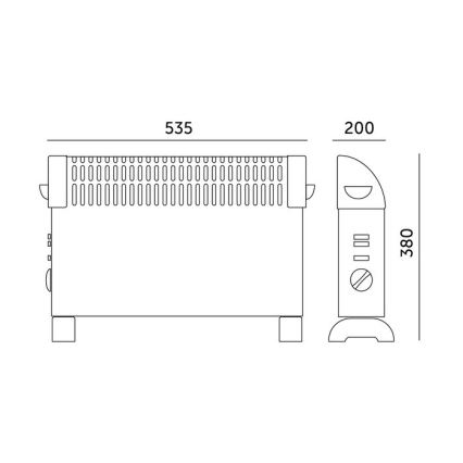 Aquecedor elétrico/convector SONDO 750/1250/2000W/230V preto