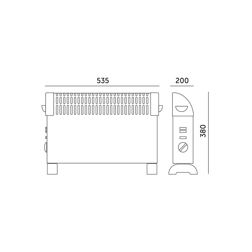 Aquecedor elétrico/convector SONDO 750/1250/2000W/230V preto
