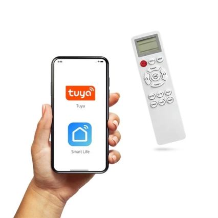 Ar condicionado solar híbrido 5 kW Tuya Wi-Fi branco + comando remoto