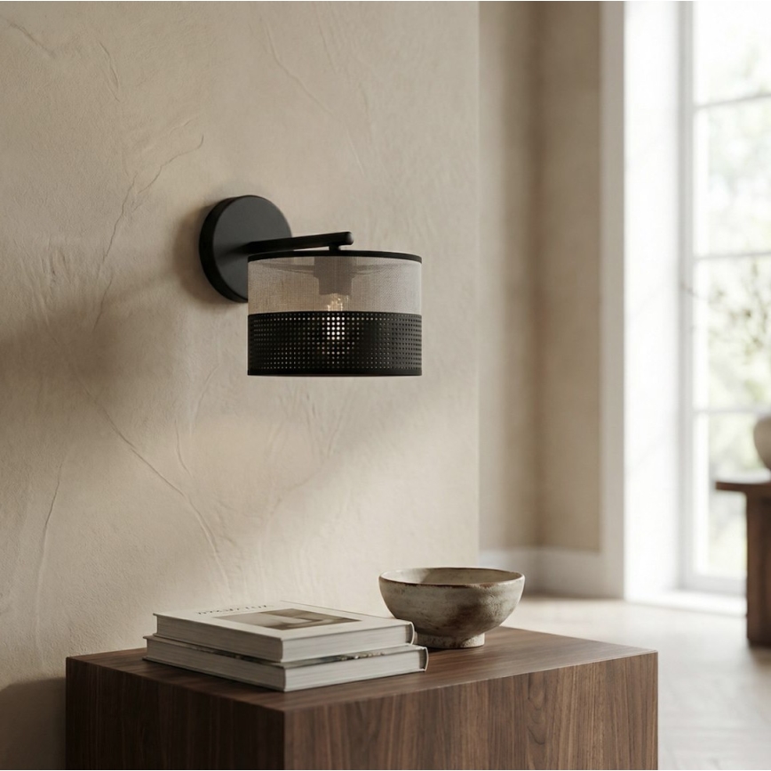 Arandela KARBON 1xE27/15W/230V preta/cinzenta