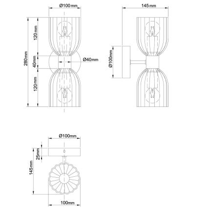 Arandela PIEGA 2xE14/10W/230V latão/branco