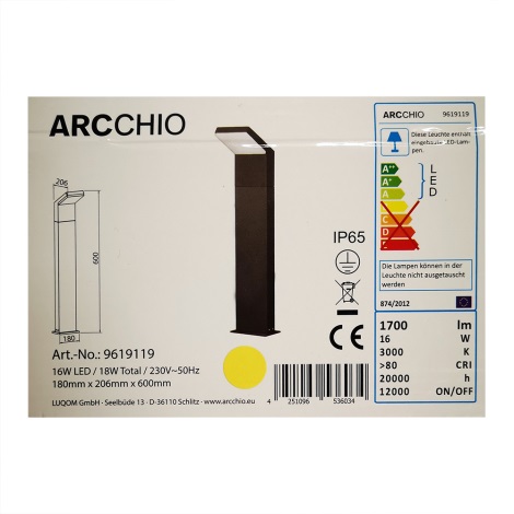 Arcchio - Candeeiro exterior LED YOLENA LED/16W/230V IP65