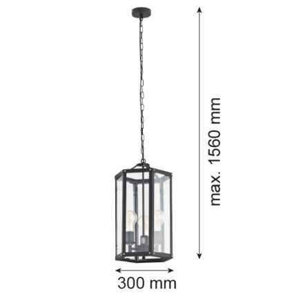 Argon 1253 - Candelabro suspenso BODRUM 3xE27/15W/230V preto