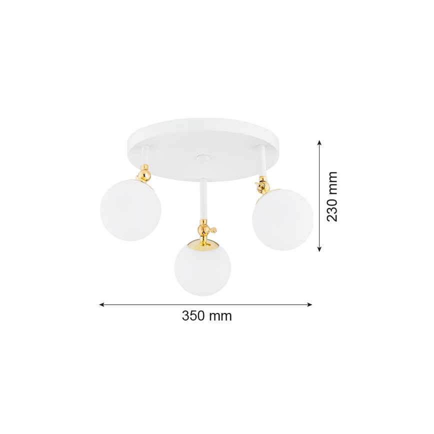 Argon 1434 - Candelabro integrado de casa de banho LATINA 3xE14/7W/230V IP44 branco/dourado