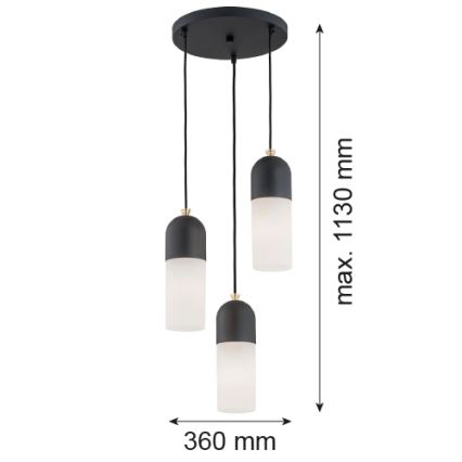 Argon 1467 - Candelabro suspenso BURGOS 3xE27/15W/230V preto