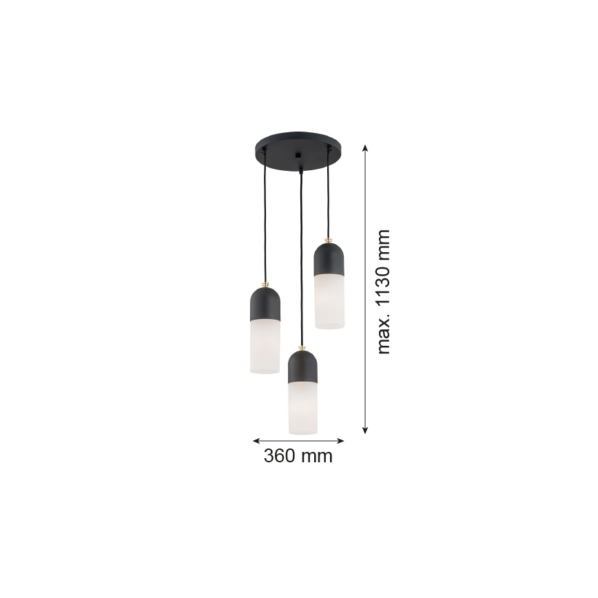 Argon 1467 - Candelabro suspenso BURGOS 3xE27/15W/230V preto