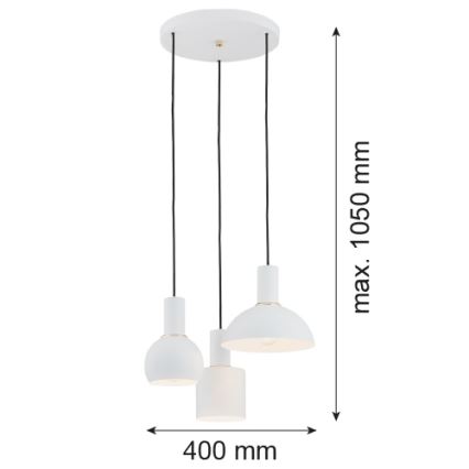 Argon 1468 - Candelabro suspenso SINES 3xE27/15W/230V branco