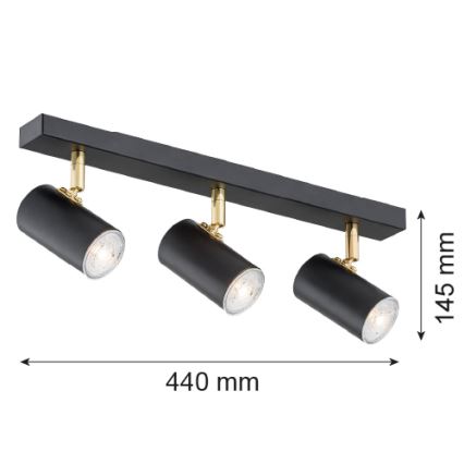 Argon 1476 - Foco LAGOS 3xGU10/5W/230V preto/latão