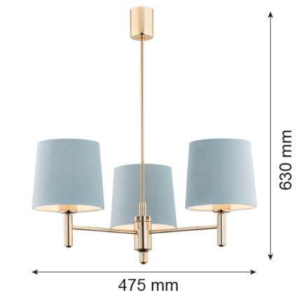Argon 1484 - Candelabro suspenso PONTE 3xE27/15W/230V azul/latão