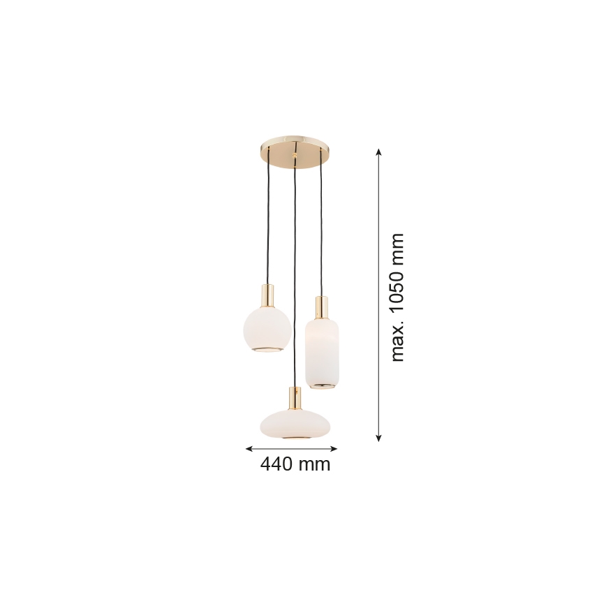 Argon 1489 - Candelabro suspenso SAGUNTO 3xE27/15W/230V latão