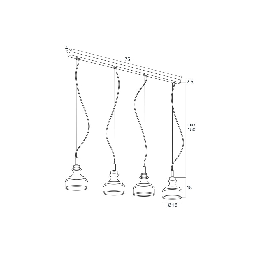 Argon 1650 - Candelabro num fio LED TULUZA 4xLED/5W/230V