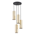 Argon 1693 - Candelabro suspenso LINEA 4xE27/15W/230V latão/preto