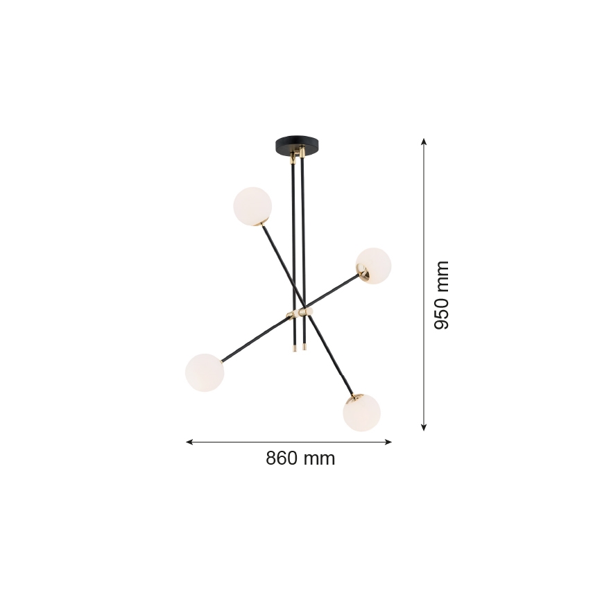 Argon 1696 - Candelabro suspenso ABSTRACT 4xE14/7W/230V preto