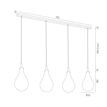 Argon 1740 - Candelabro suspenso OAKLAND 4xG9/6W/230V