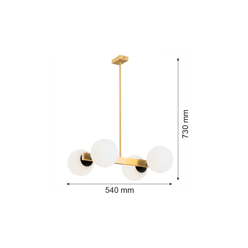 Argon 1767 - Candelabro suspenso FREEMONT 4xE27/15W/230V dourado/branco/preto