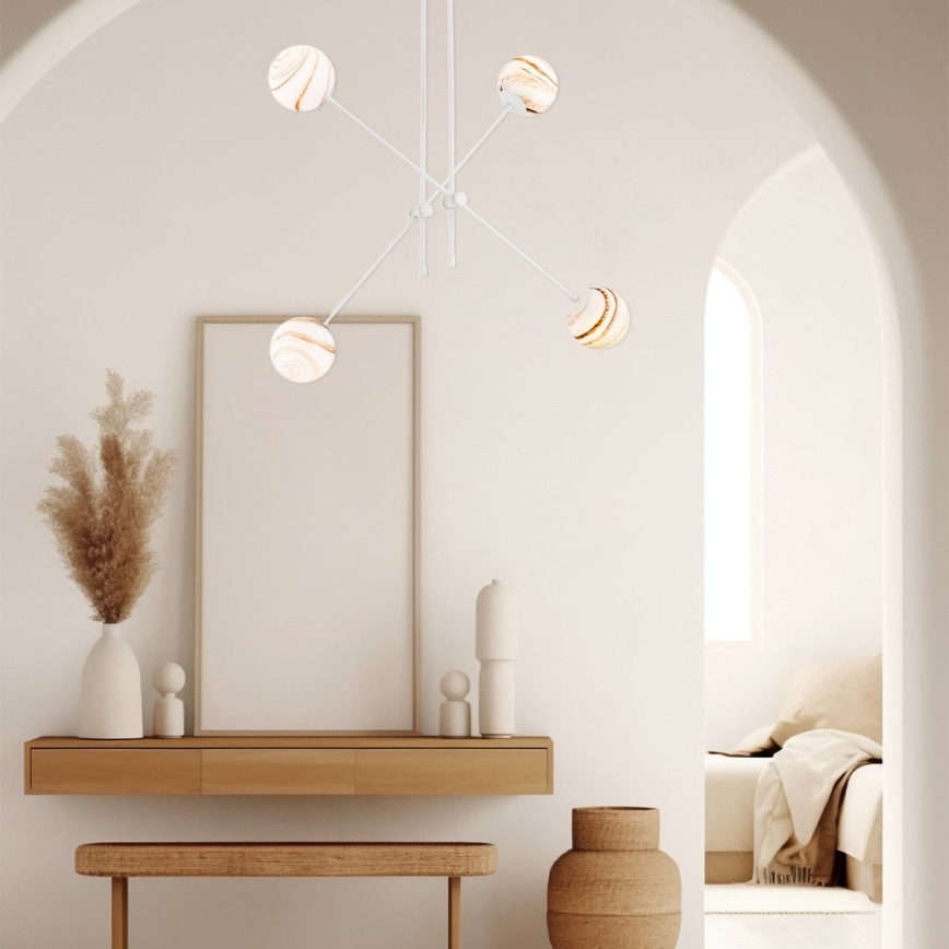 Argon 1841 - Candelabro suspenso ABSOS 4xE14/7W/230V alabastro branco