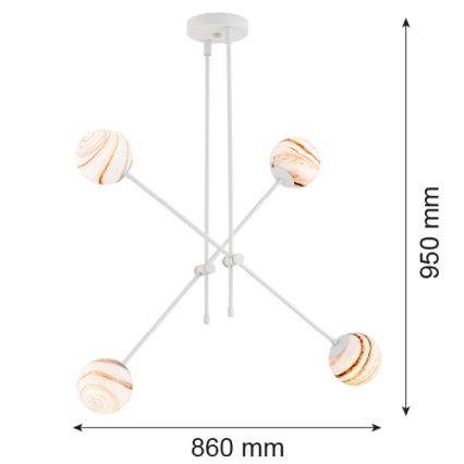 Argon 1841 - Candelabro suspenso ABSOS 4xE14/7W/230V alabastro branco
