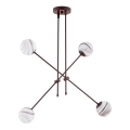 Argon 1842 - Candelabro suspenso ABSOS 4xE14/7W/230V alabastro castanho