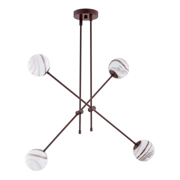 Argon 1842 - Candelabro suspenso ABSOS 4xE14/7W/230V alabastro castanho