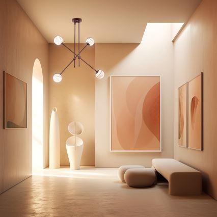 Argon 1842 - Candelabro suspenso ABSOS 4xE14/7W/230V alabastro castanho