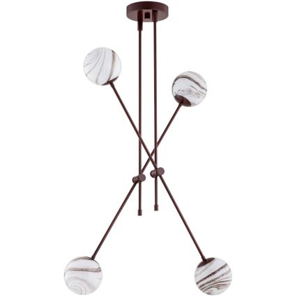 Argon 1842 - Candelabro suspenso ABSOS 4xE14/7W/230V alabastro castanho