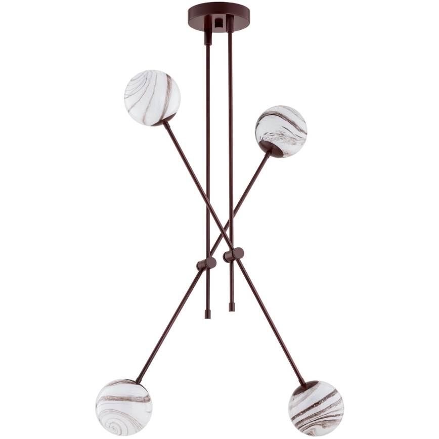 Argon 1842 - Candelabro suspenso ABSOS 4xE14/7W/230V alabastro castanho