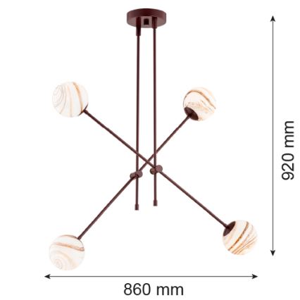 Argon 1842 - Candelabro suspenso ABSOS 4xE14/7W/230V alabastro castanho
