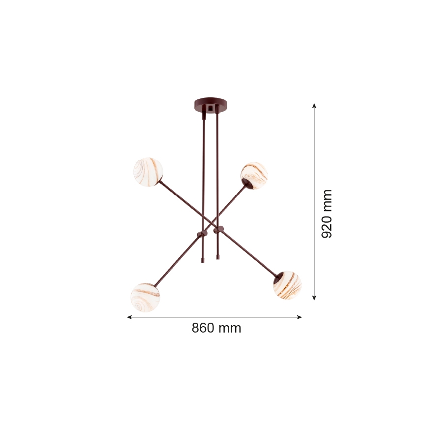 Argon 1842 - Candelabro suspenso ABSOS 4xE14/7W/230V alabastro castanho