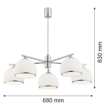 Argon 2087 - Candeeiro suspenso MARBELLA 5xE27/15W/230V cromado brilhante