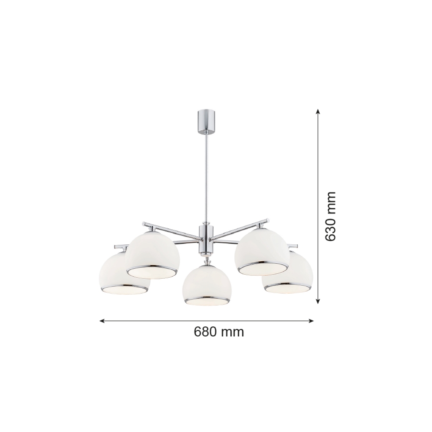 Argon 2087 - Candeeiro suspenso MARBELLA 5xE27/15W/230V cromado brilhante