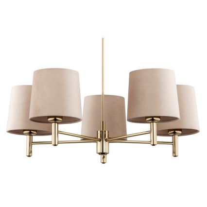 Argon 2105 - Candelabro suspenso PONTE 5xE27/15W/230V latão/bege