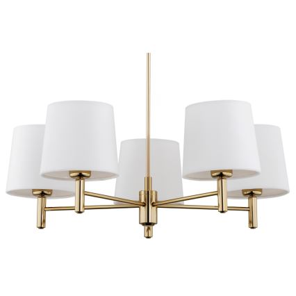 Argon 2106 - Candelabro suspenso PONTE 5xE27/15W/230V latão/creme