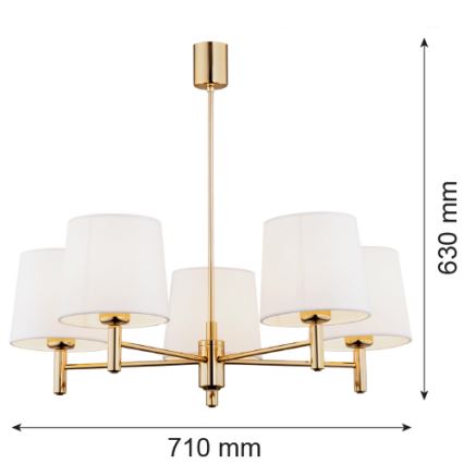 Argon 2106 - Candelabro suspenso PONTE 5xE27/15W/230V latão/creme