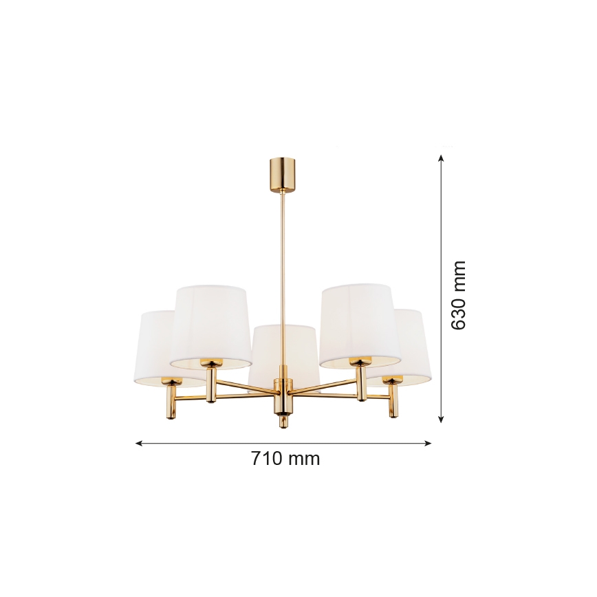 Argon 2106 - Candelabro suspenso PONTE 5xE27/15W/230V latão/creme