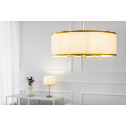 Argon 2132 - Candelabro suspenso ABBANO 5xE14/7W/230V latão/branco